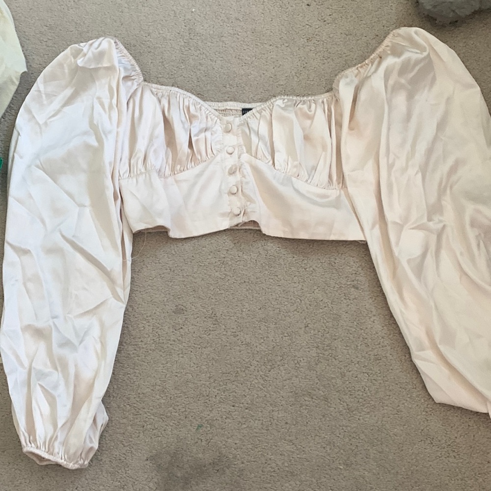 forever 21 gold satin top with button front closure